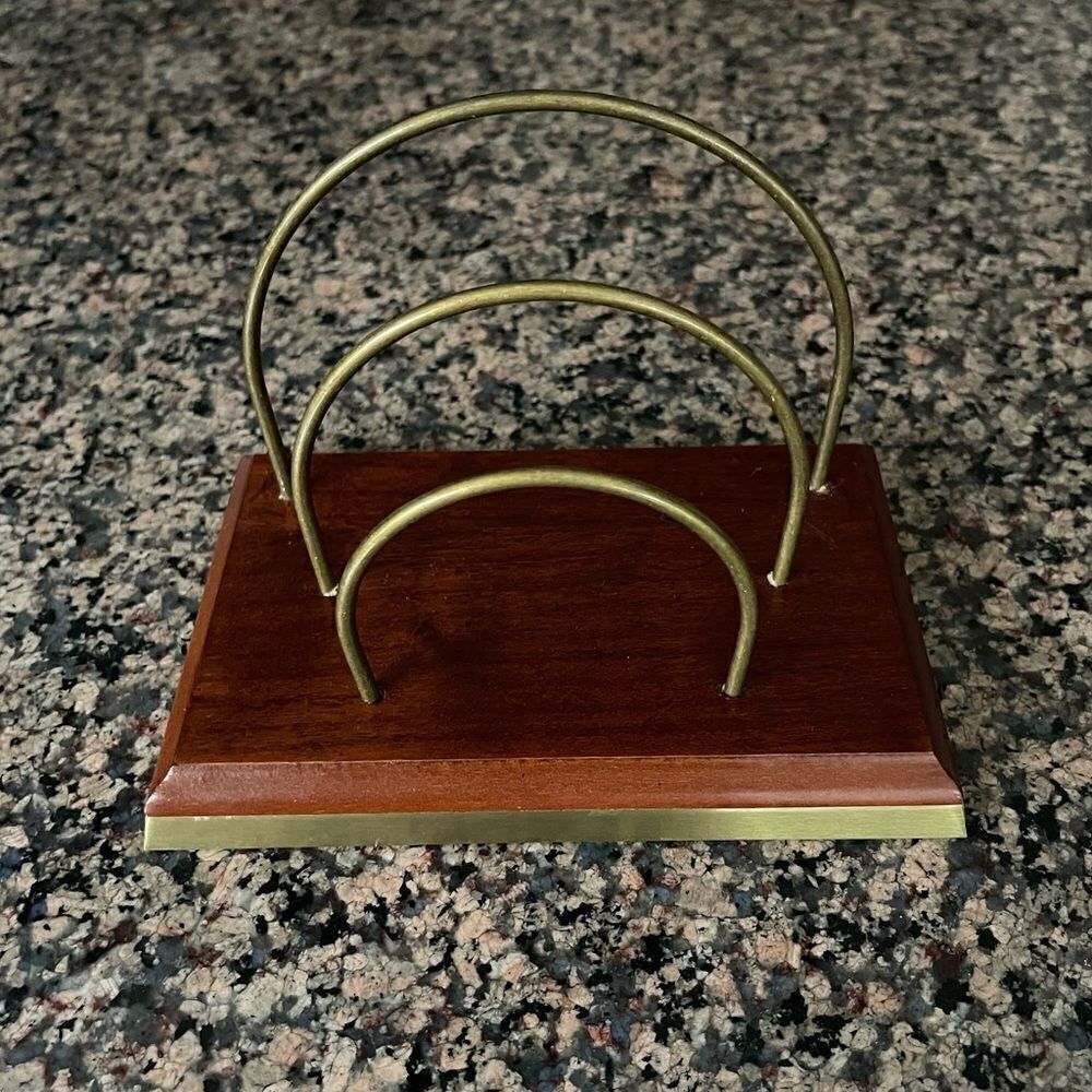 The Bombay Company Brass Arches & Trim Wood Letter Holder Vintage - Picture 4 of 16